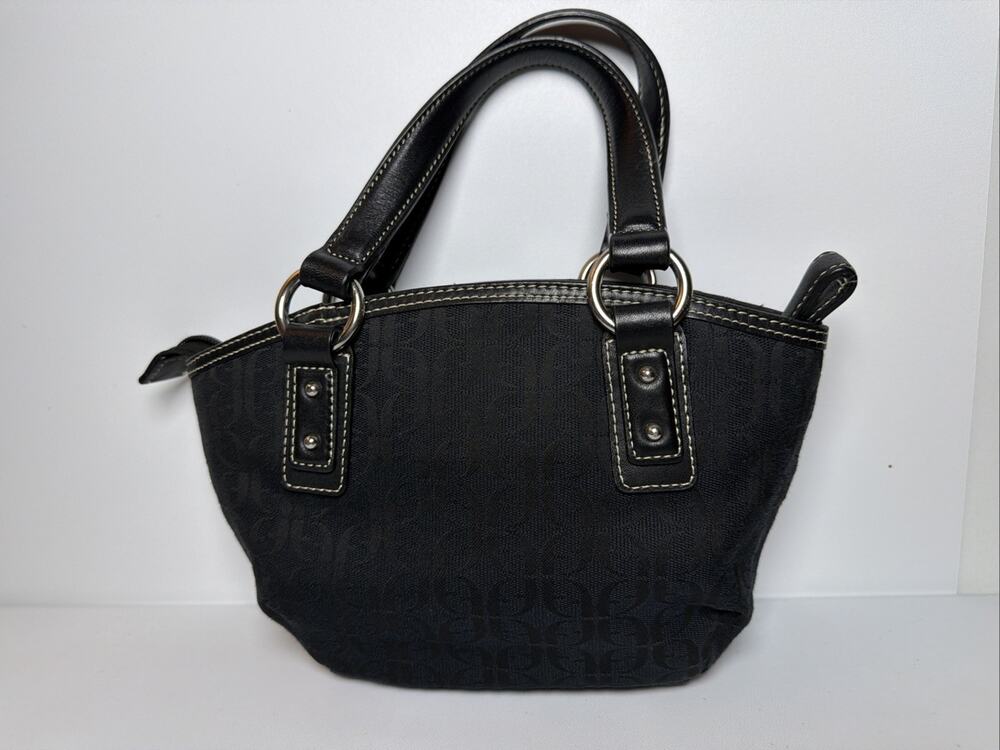Y2K Fossil Jacquard Logo Women’s Mini Purse Shoulder Bag Retro Black Monogram
